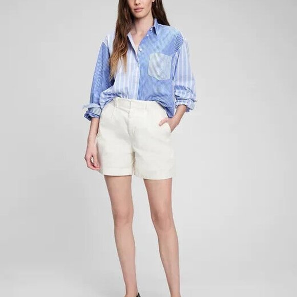 GAP Factory Pants - GAP Off White High Rise Pleated Khaki Shorts/NWT/12